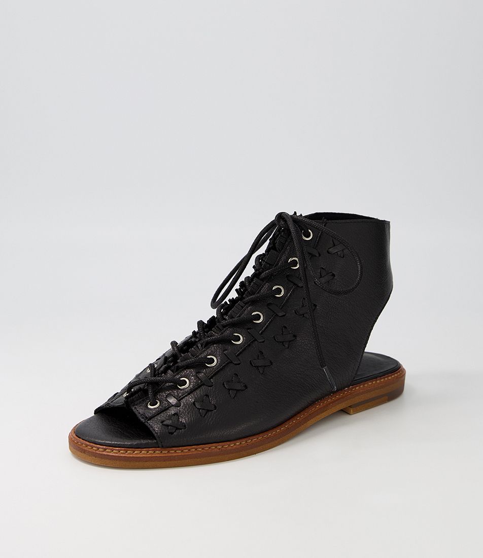 Nannerl Black Leather Sandals