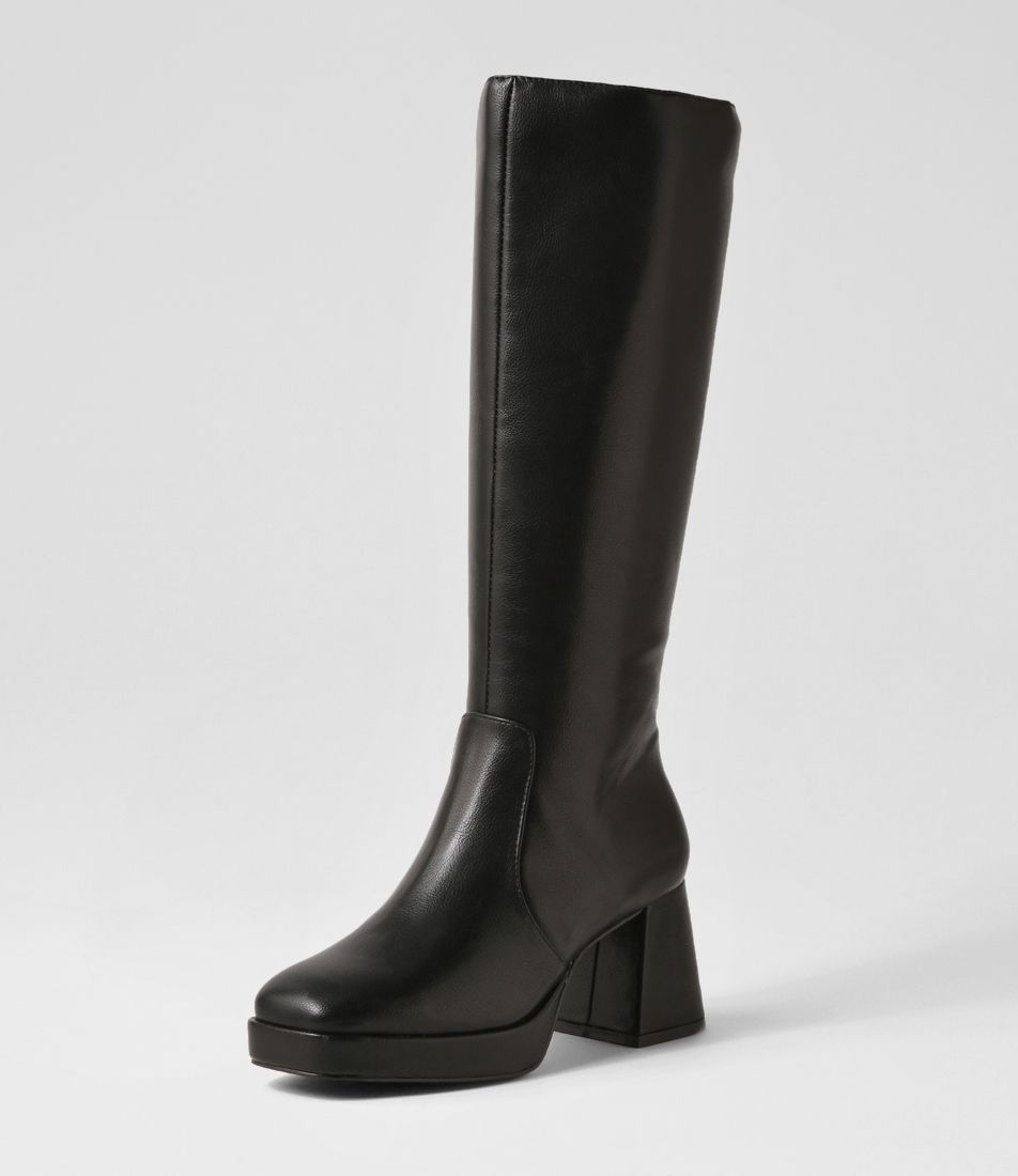 Platie Black Knee High Boots