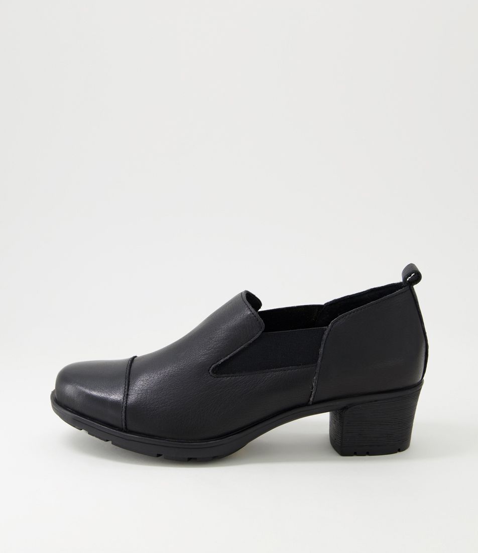 Ironia Black Leather Heeled Shoes