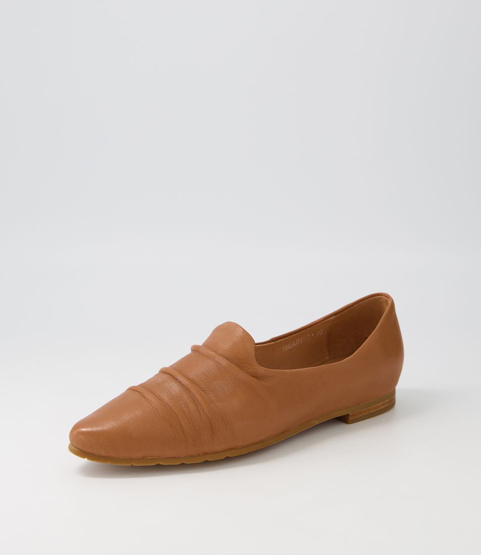 Shelby Dark Tan Leather Flat Shoes