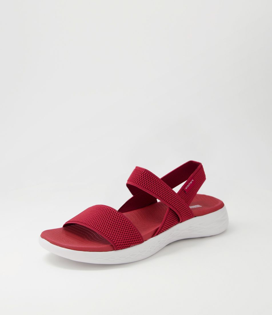 On Red White Elastic Sandals