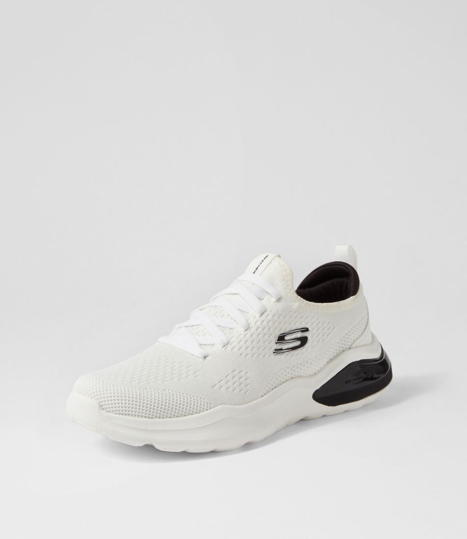 Air Cushioning White Black Knit Sneakers
