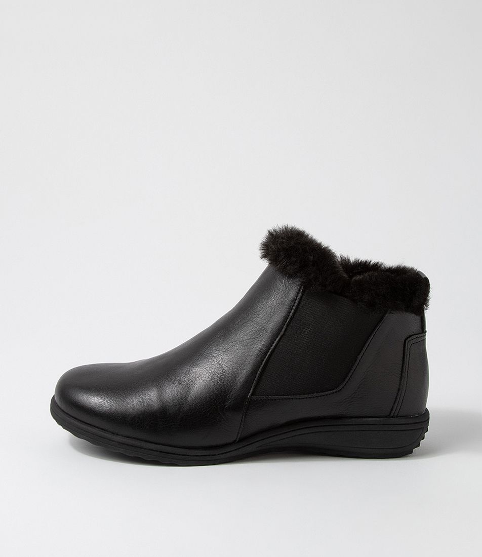 Korrinas Black Leather Ankle Boots