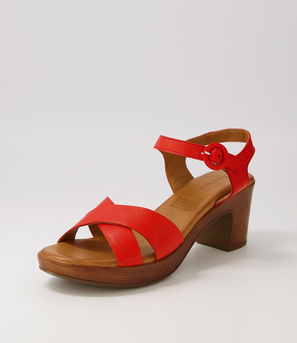 Baha2 Red Leather Sandals