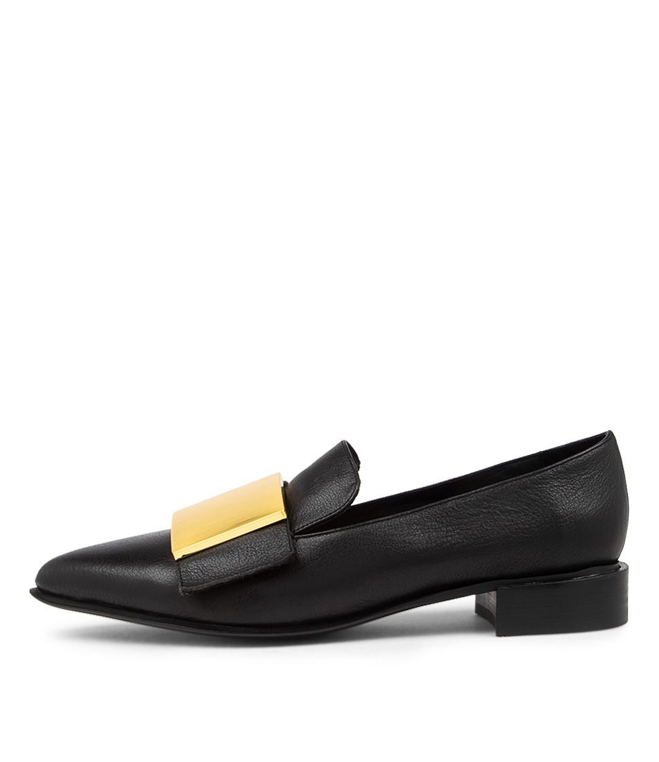 ZHANG BLACK GOLD LEATHER LOAFERS