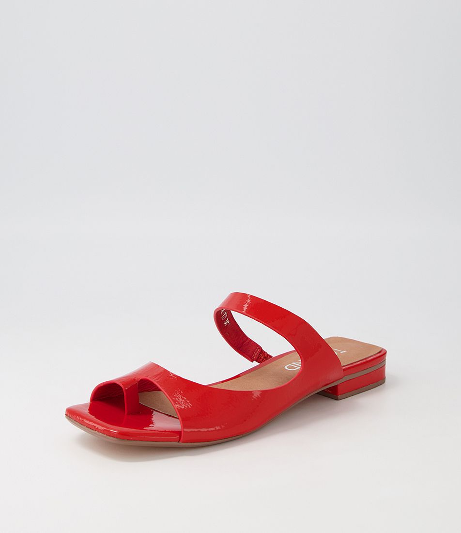 Knoa Red Wrinkle Patent Slides