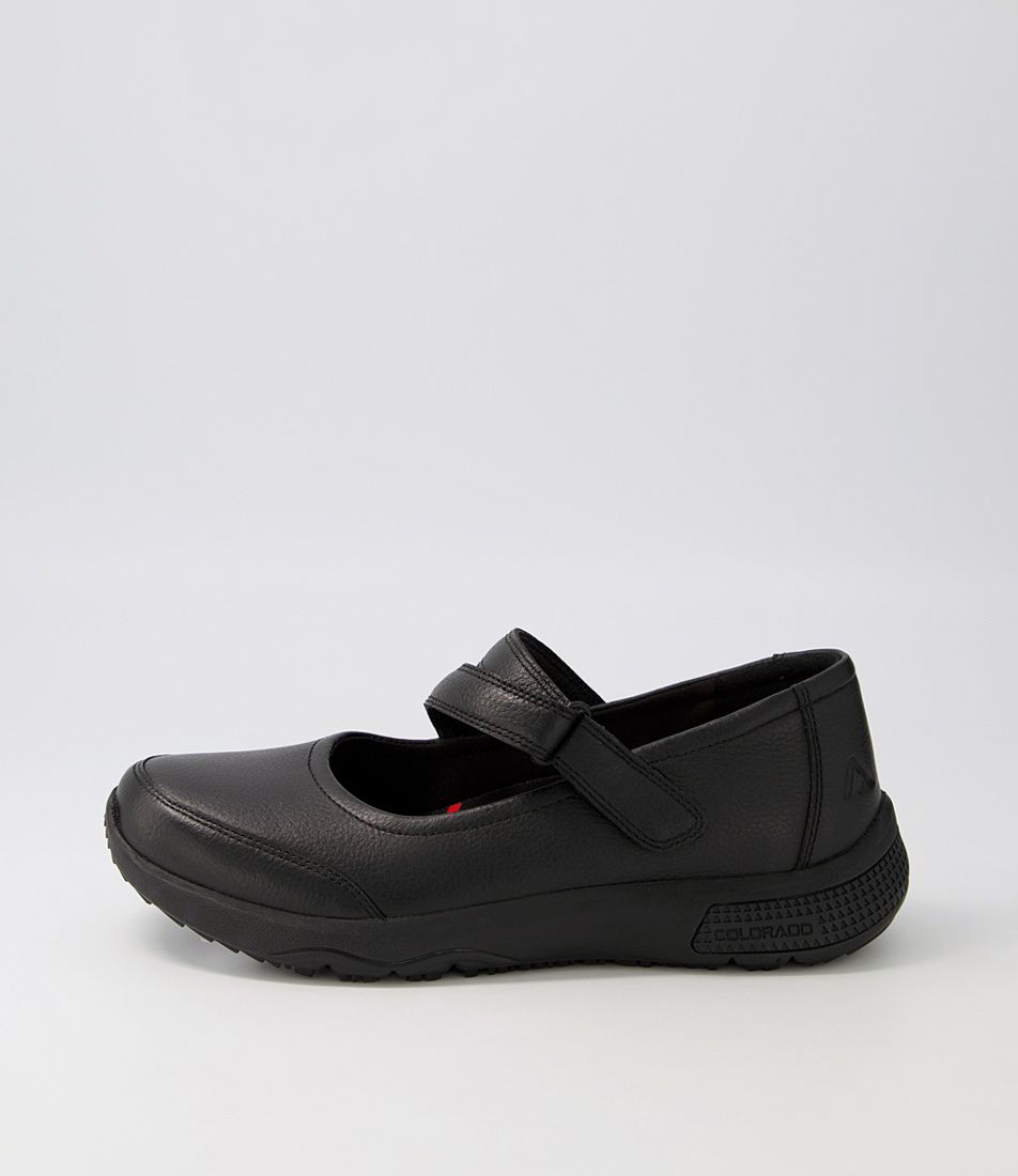 Marinas Black Tumble Leather Flat Shoes