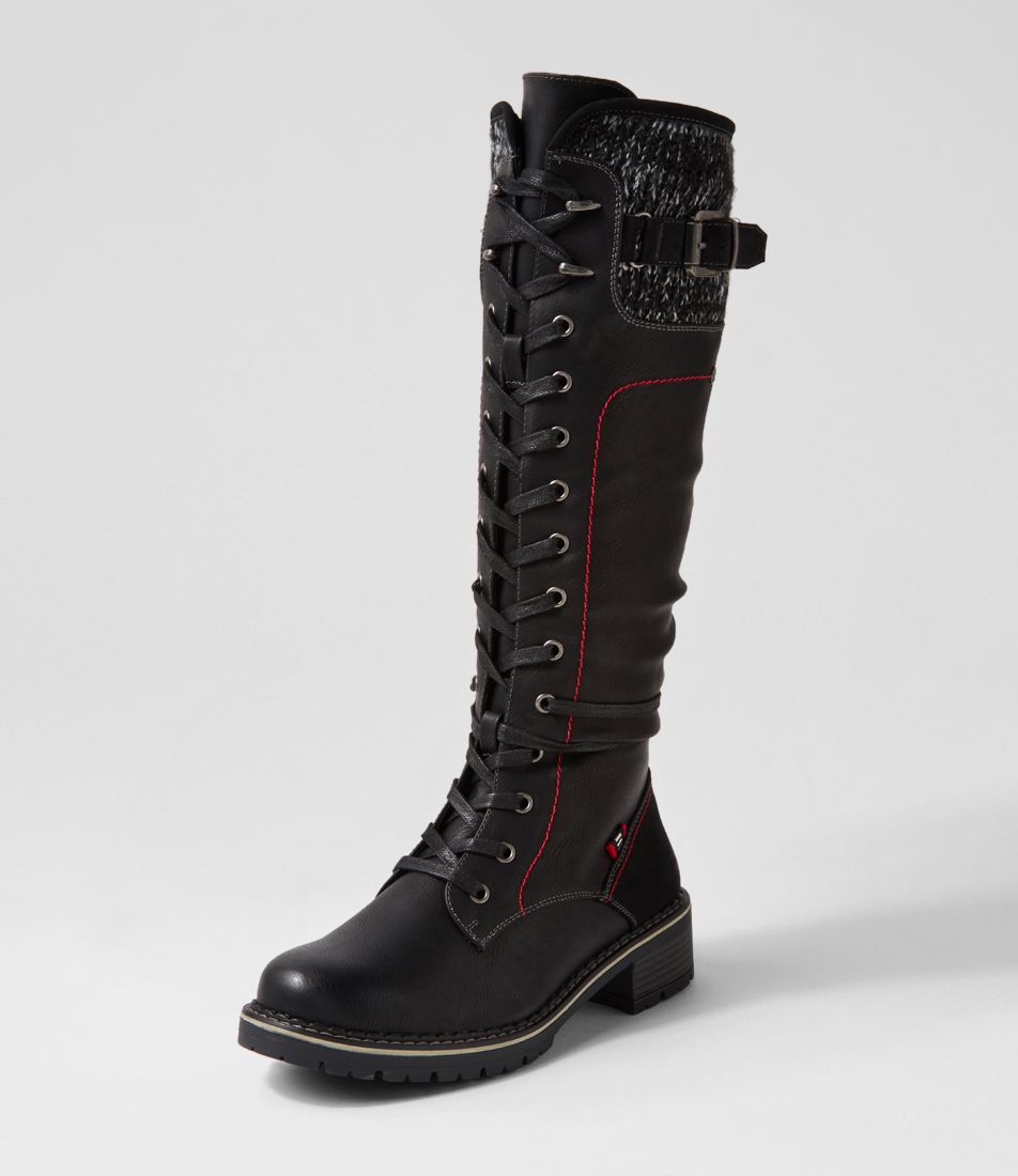 Engola Black Knee High Boots