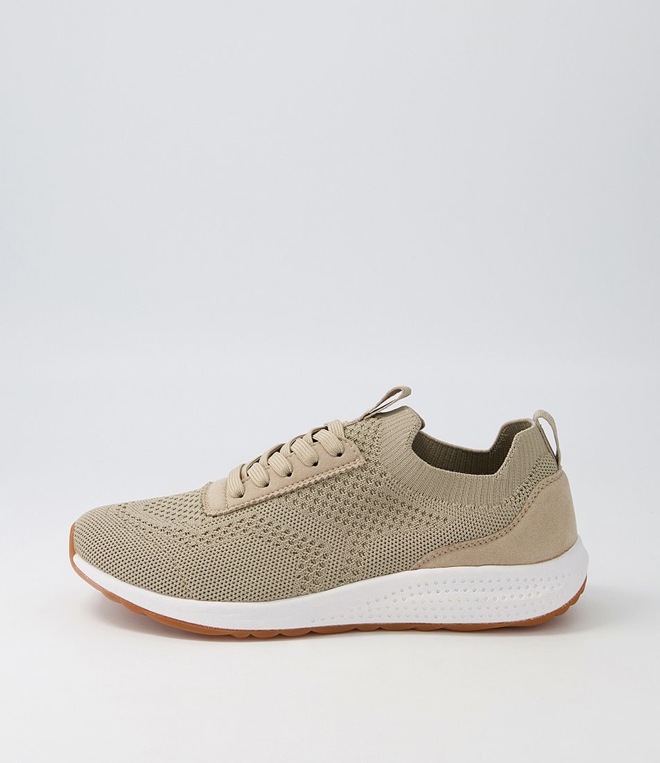 Cassiie Taupe Recycled Knit Sneakers