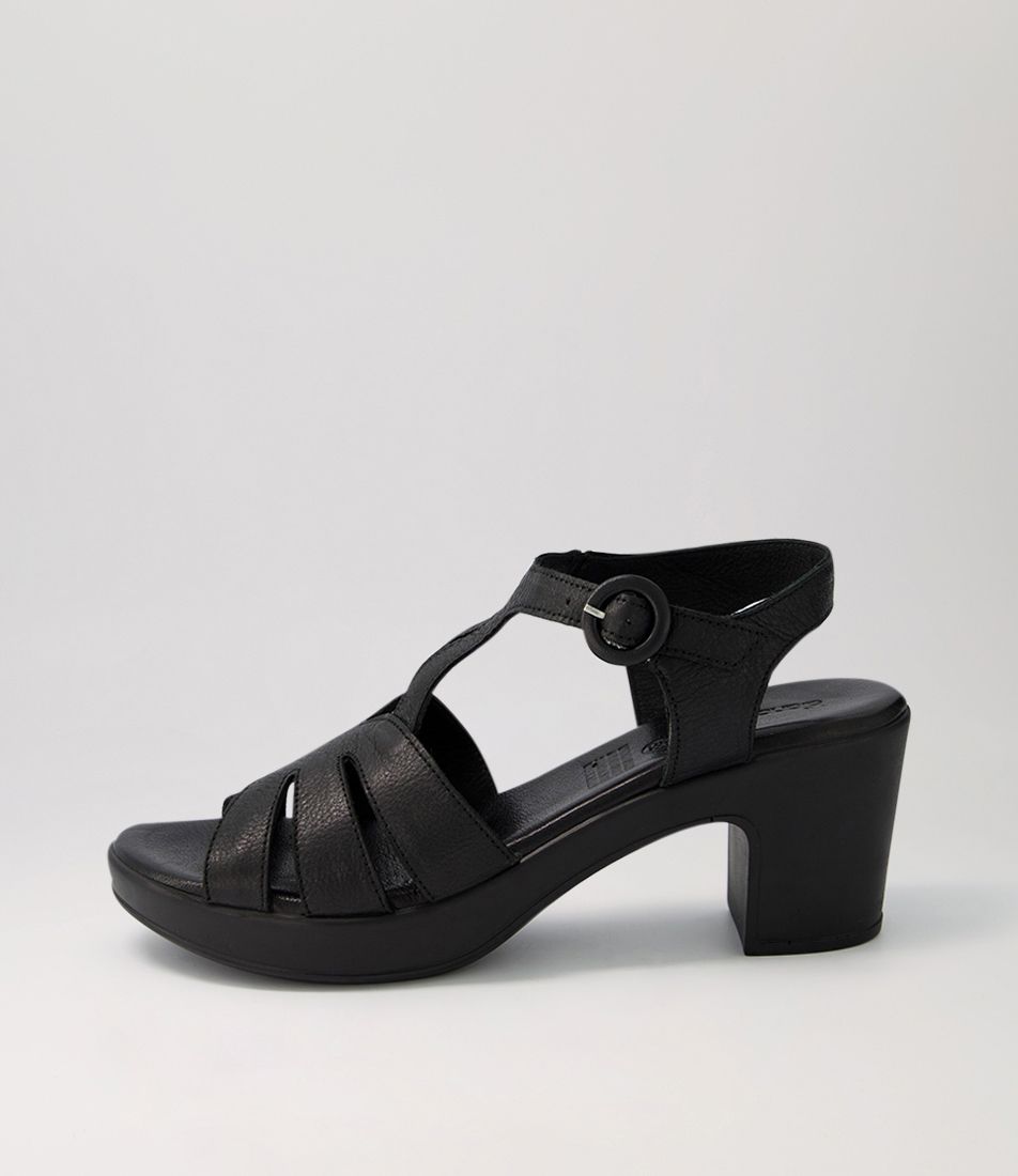 Blissa2 Black Leather Sandals