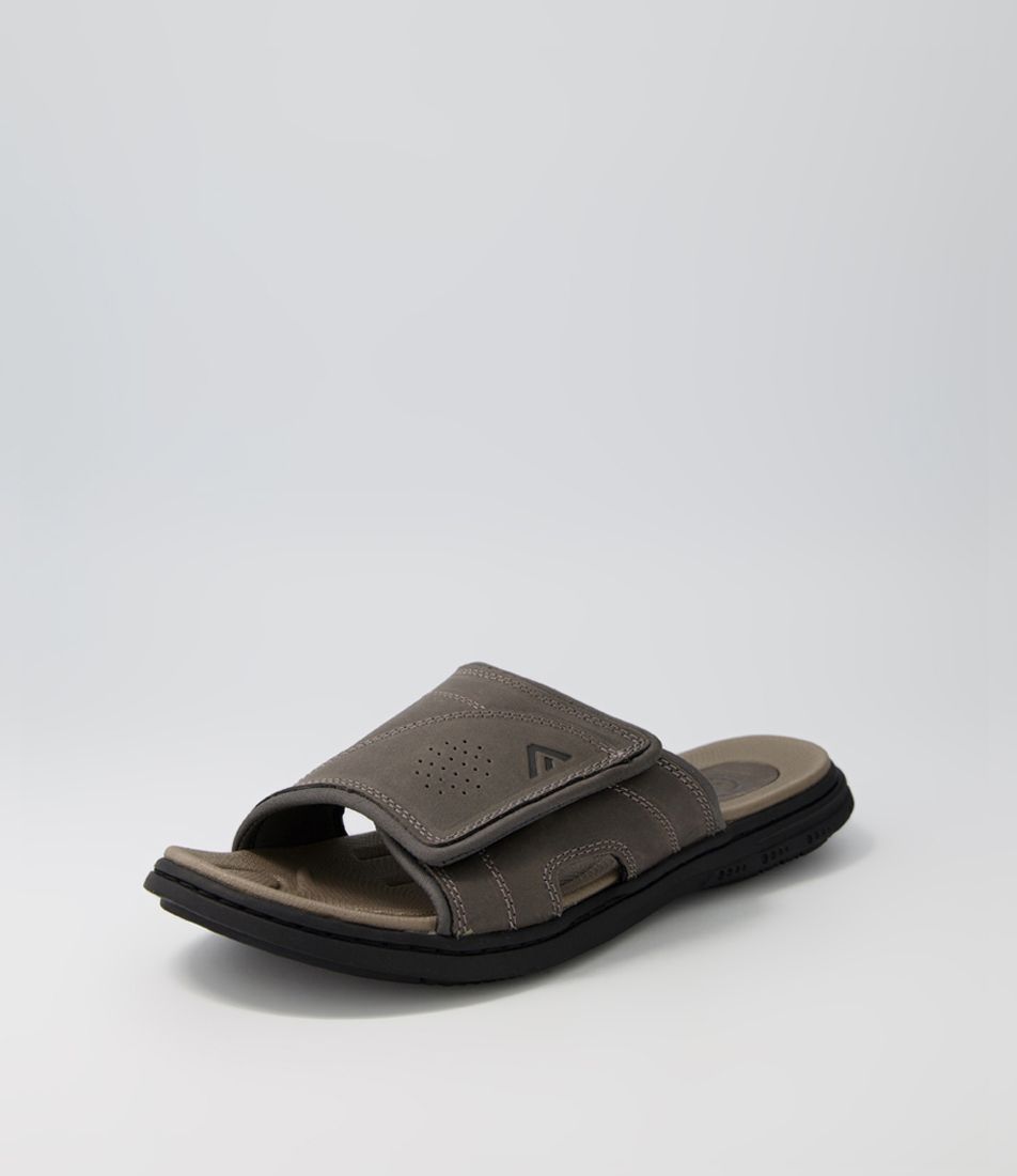 Duke Charcoal Crazyhorse Leather Slides