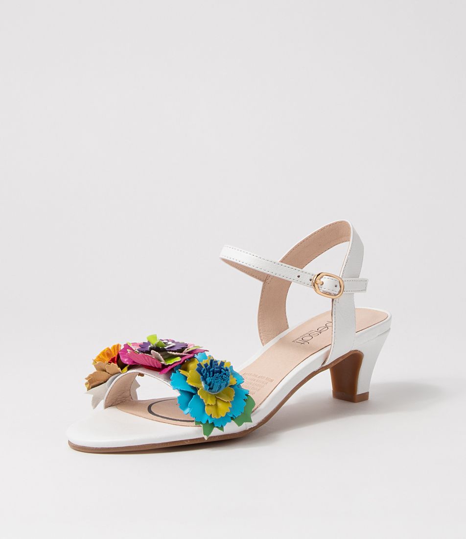 Dazzle Bright Multi White Leather Sandals