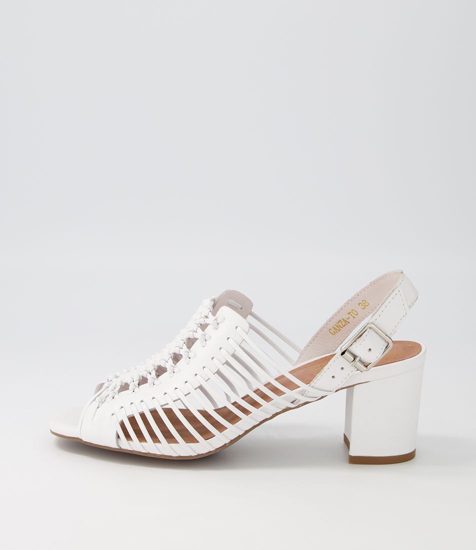Ganza White Leather Sandals