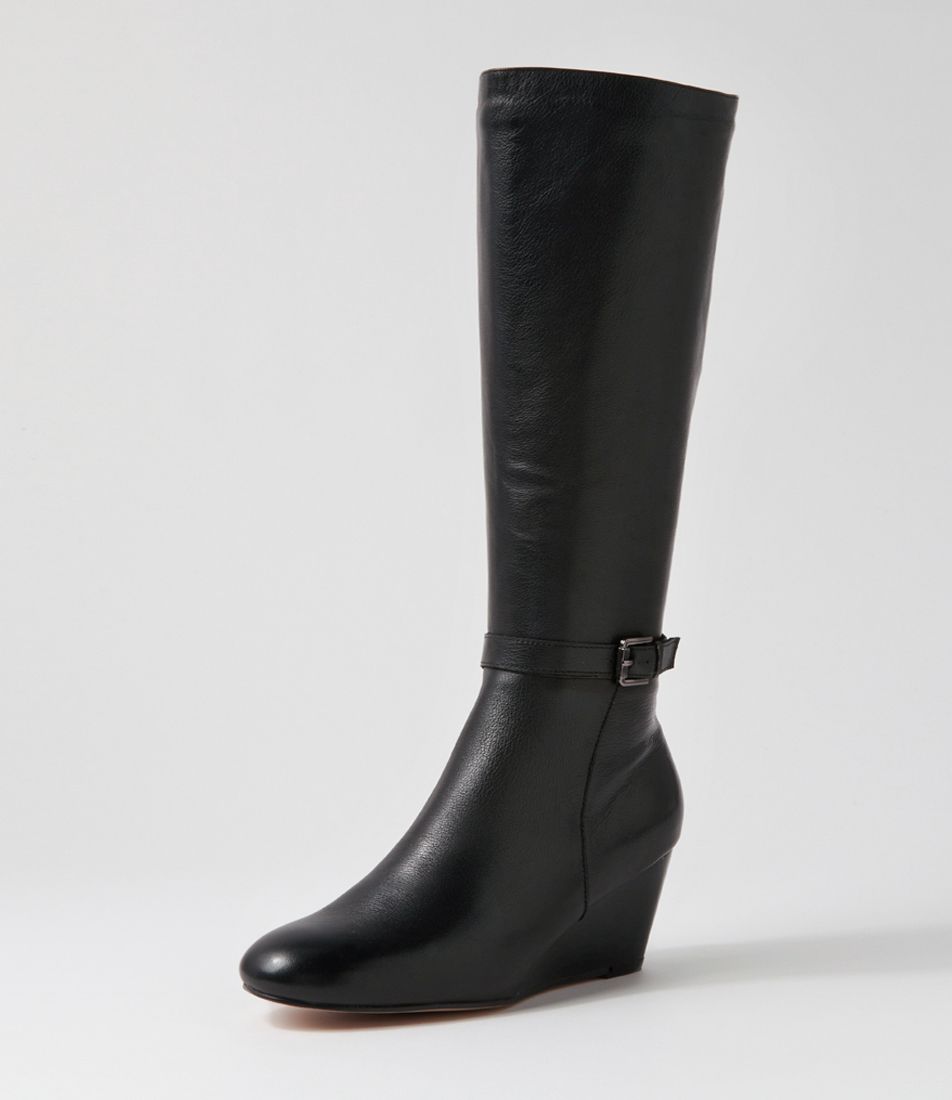 Leland Black Leather Knee High Boots
