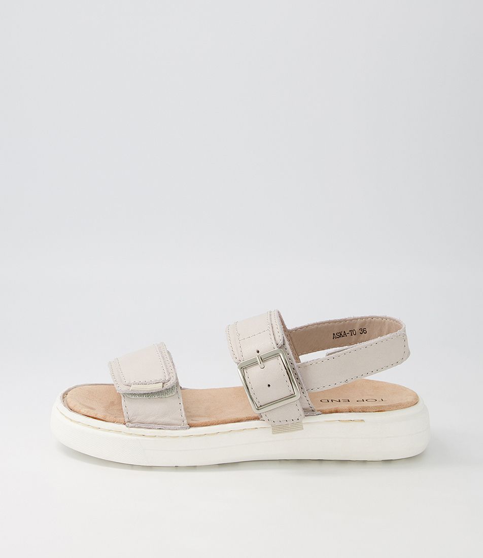 Aska Almond White  Leather Sandals