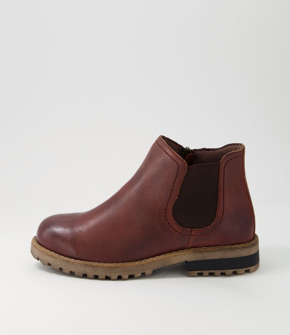 Amo Mid Brown Leather Ankle Boots