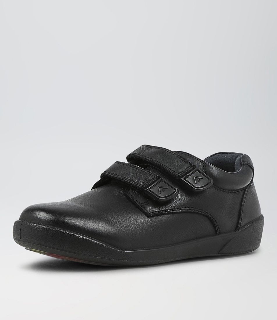 Kenny Jnr Adj Spongebob Black Leather Flat Shoes