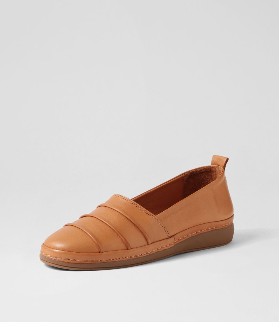 Maybee Tan Leather Flat Shoes