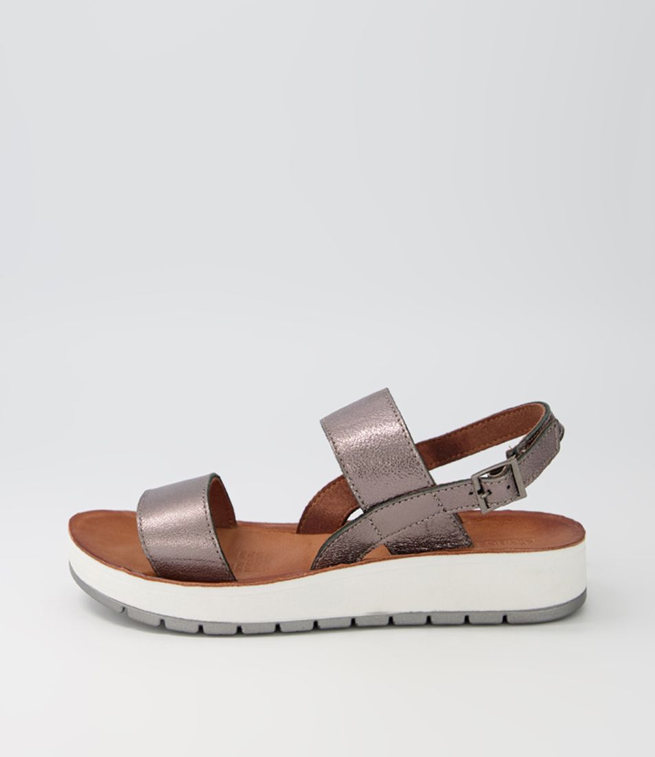 Kazz Pewter Leather Sandals