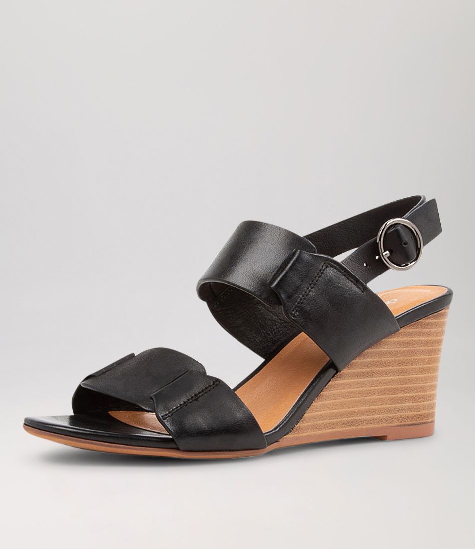Shayme Black Natural Heel Leather Sandals