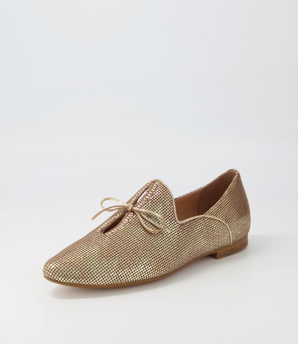 Sommer Gold Cut Leather Leather Flat Shoes