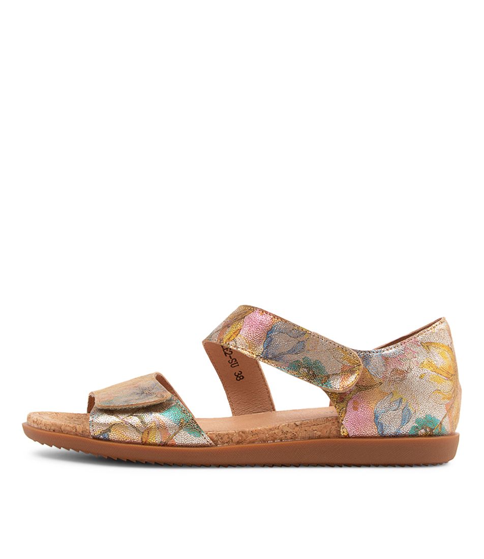 Claybelle2 Pewter Floral Leather Sandals