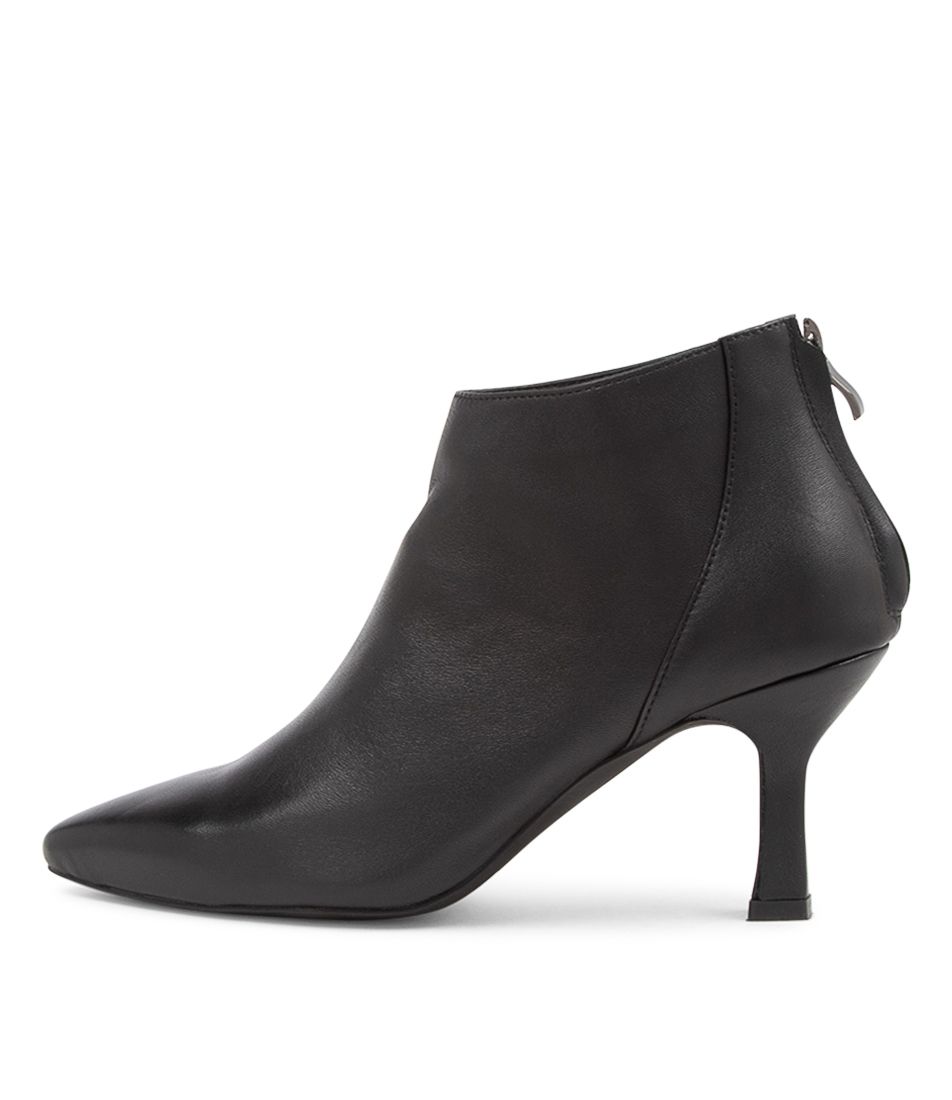 LARA Black Leather Ankle Boots