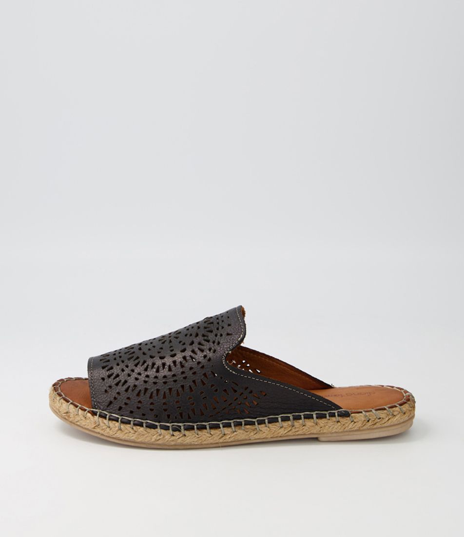 Phreva Black Leather Sandals