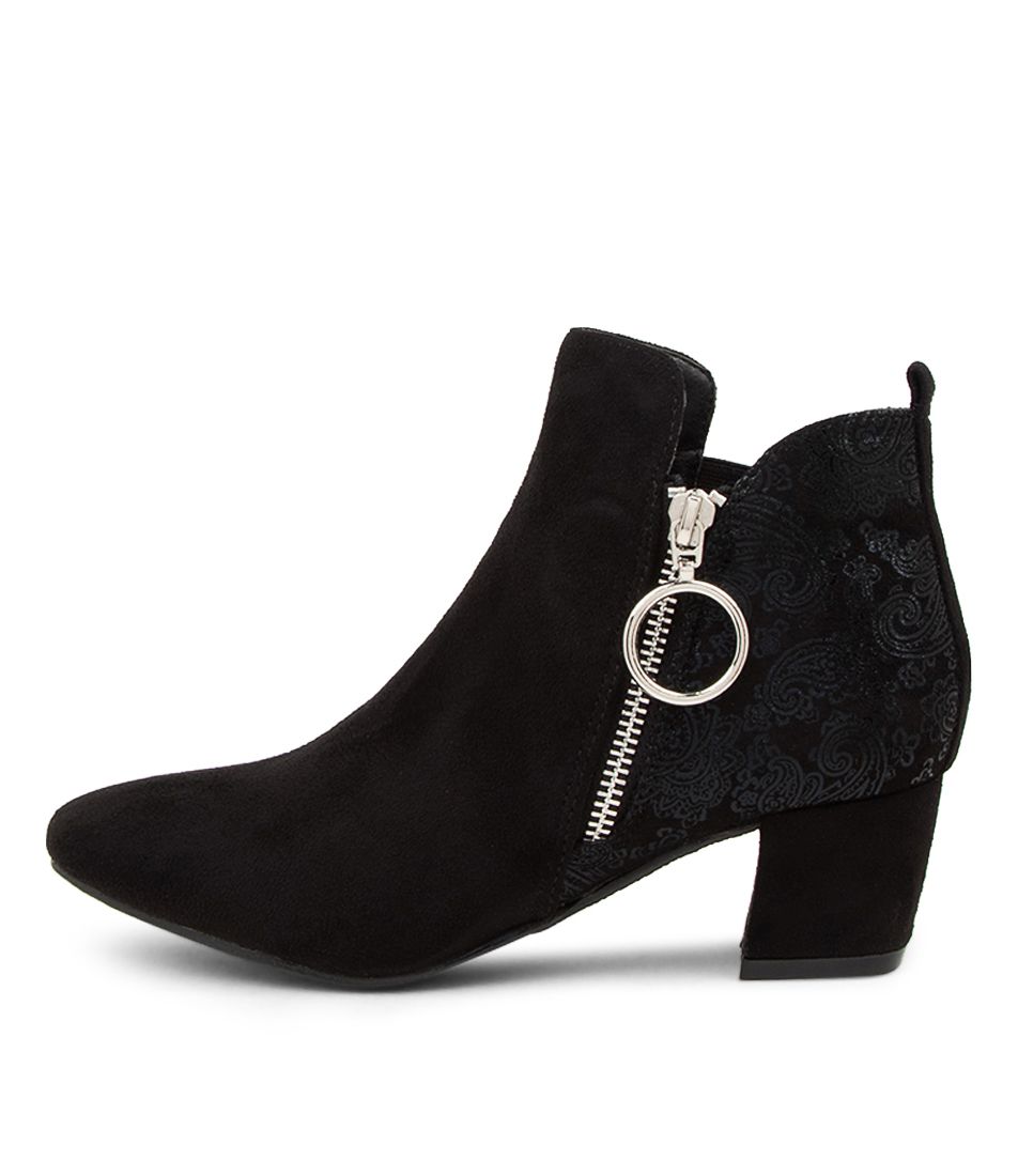 Hesta Black Microsuede Ankle Boots
