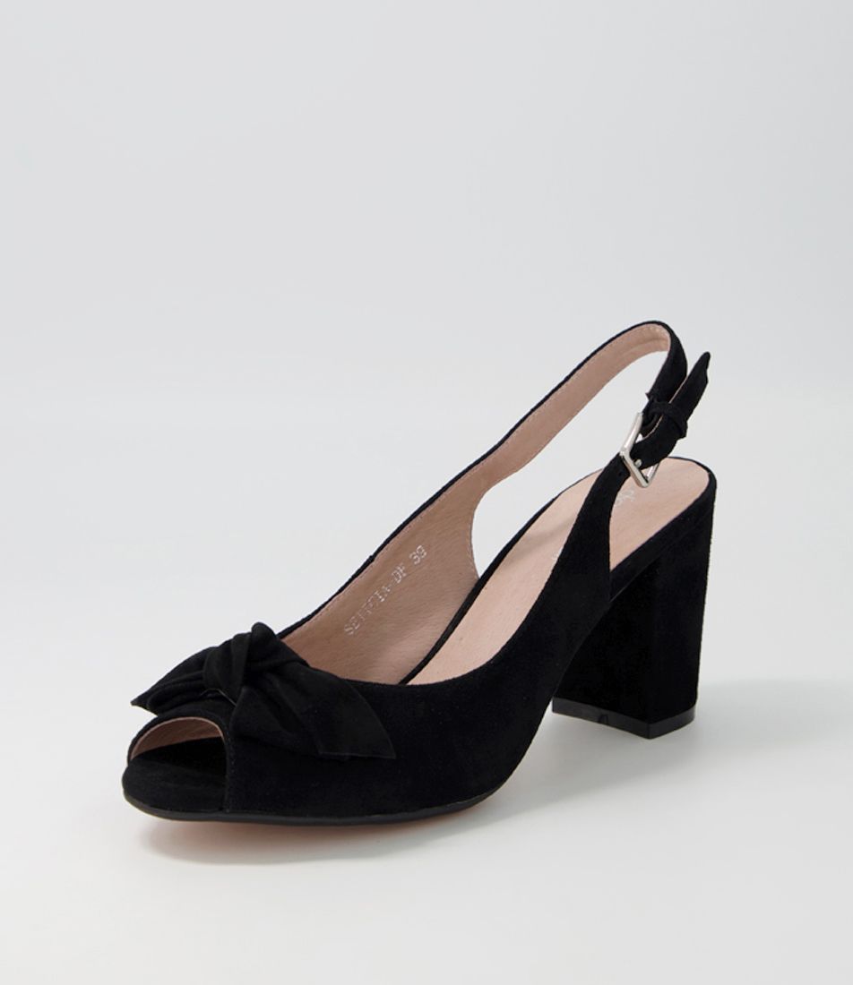 Seticia Black Suede Sandals