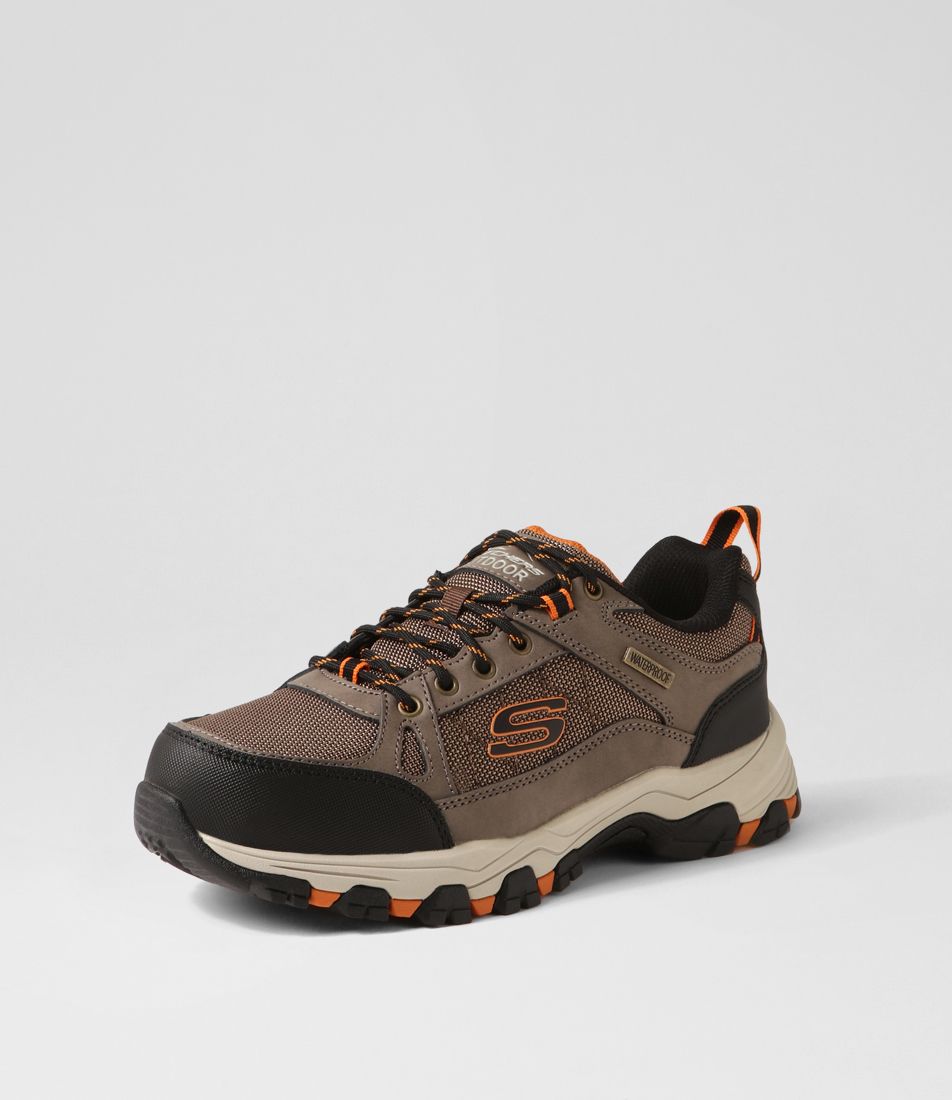 Selmen Cormack Dark Taupe Leather Mesh Lace Up Flats