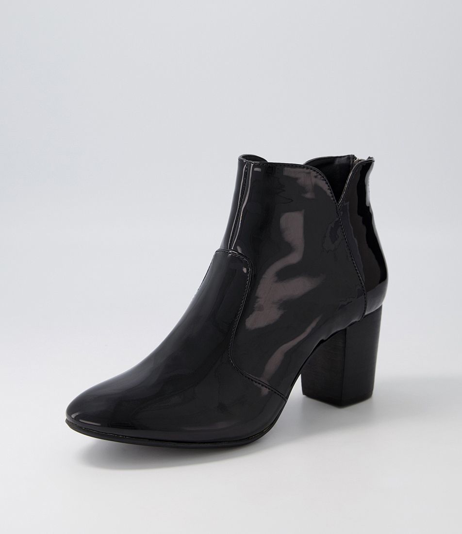 Mahlon Black Patent Pu Ankle Boots
