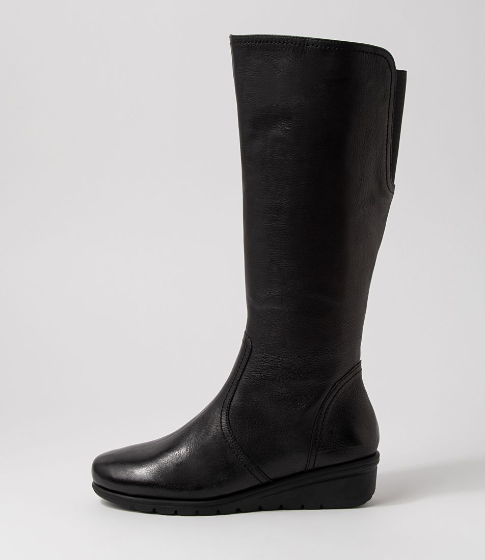 Lynia Black Leather Knee High Boots