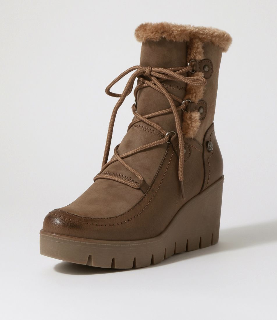 Ishmar Taupe Mix Lace Up Boots