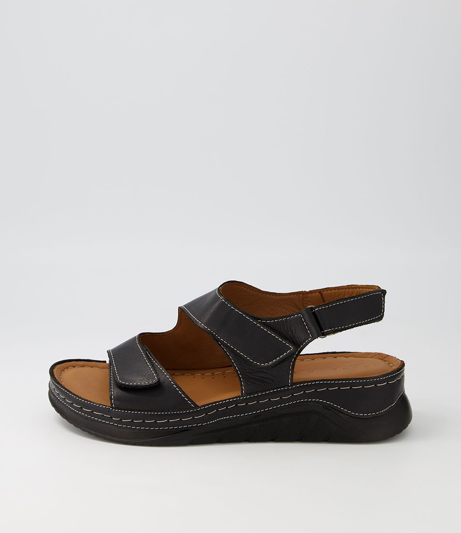 Alikey Black Leather Sandals