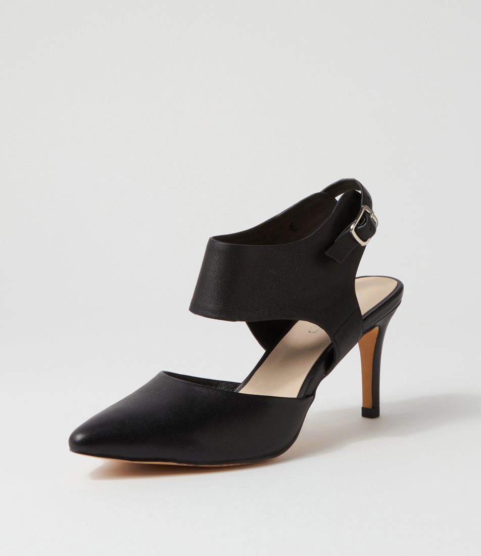 Barlina Black Leather Heels