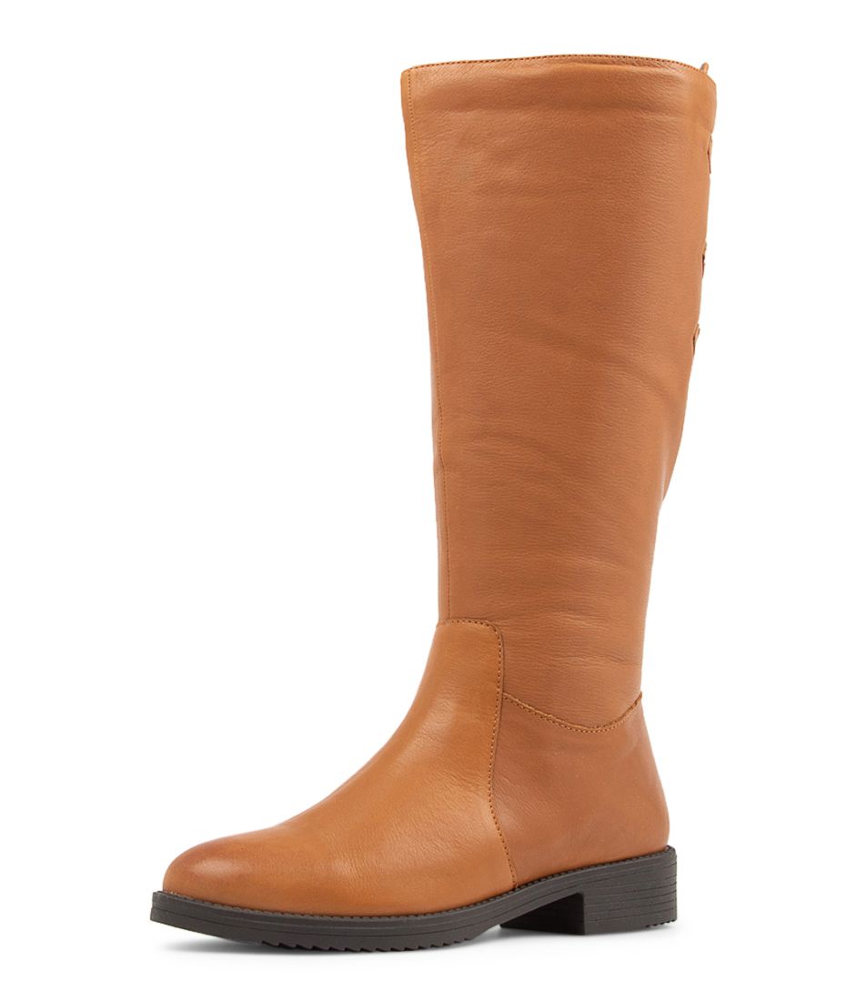 Cleanses Tan Leather Knee High Boots