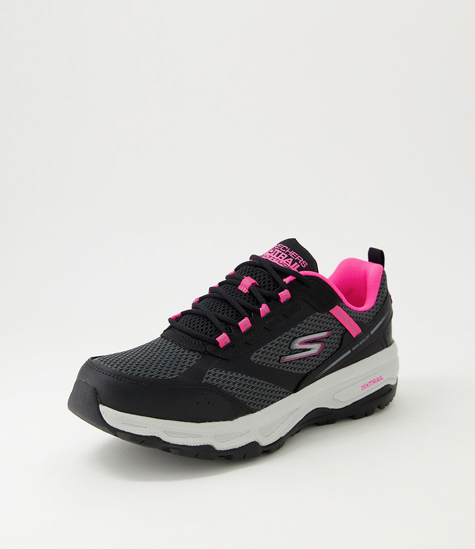 Go Run Trail A Black Pink Leather Sneakers