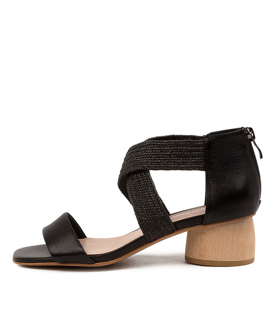 FIORAN DF BLACK NATURAL HEEL LEATHER WOVEN