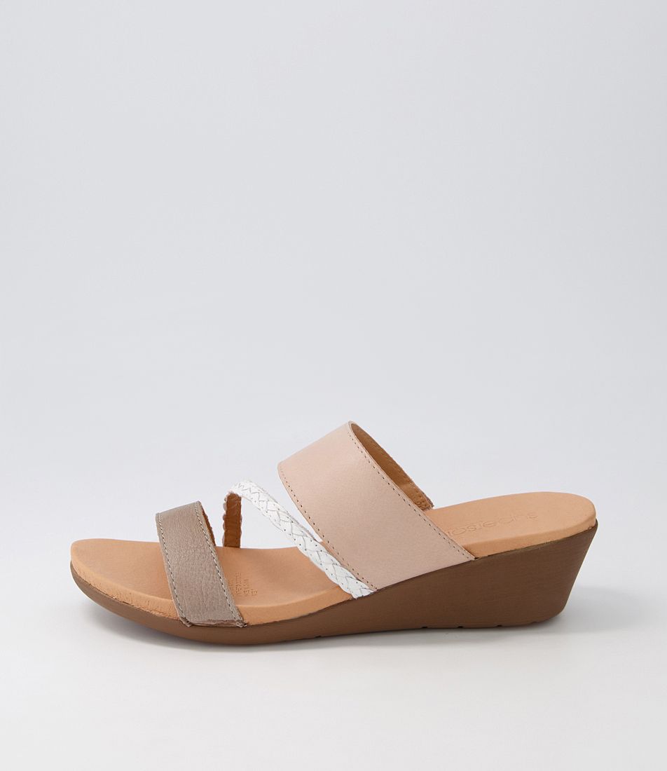 Jorja Light Taupe White Multi Slides