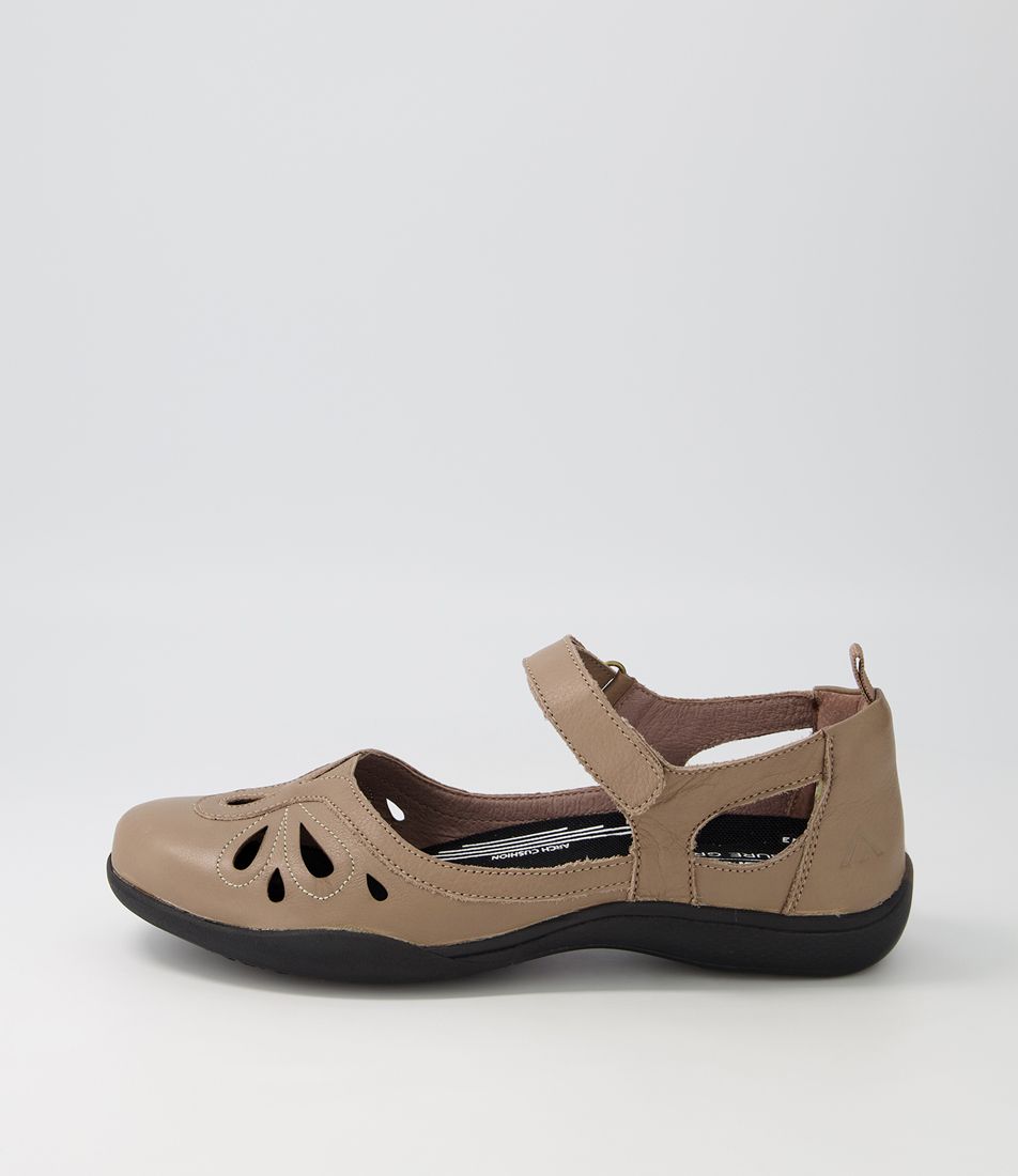 Gass Taupe Leather Flat Shoes