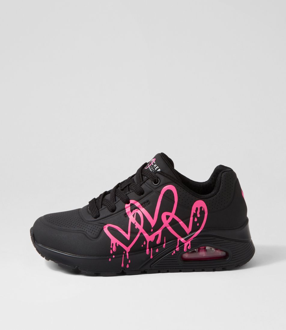 Uno Black Pink Hearts Sneakers
