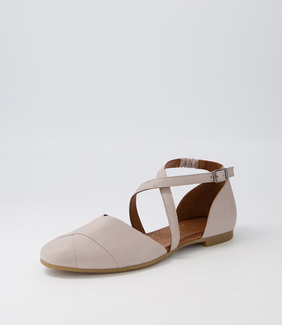 Serine Light Grey Leather Flat Shoes