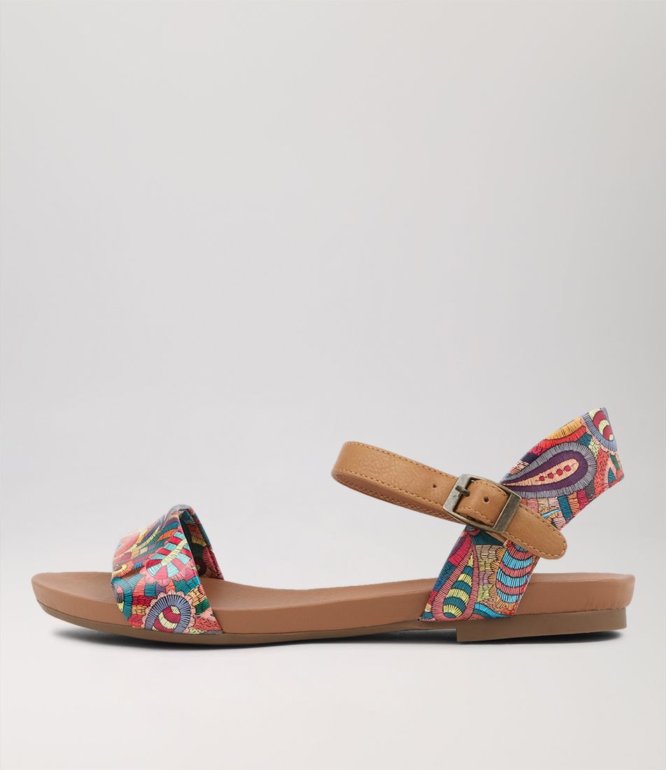 Saratoga Bright Scribble Tan Sandals