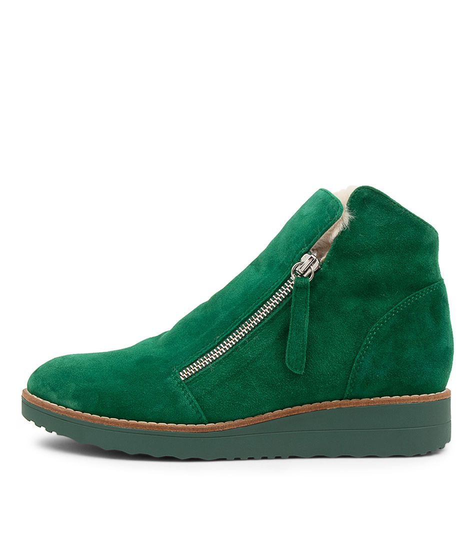 Opal Emerald Suede Ankle Boots