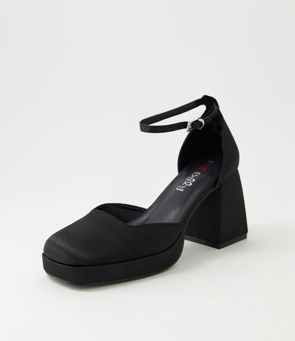 Oosh Black Satin Heels