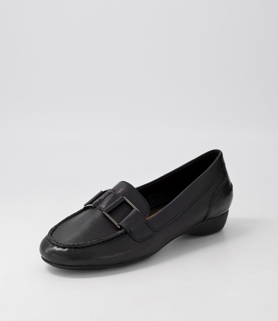 Elmas Black Leather Flat Shoes