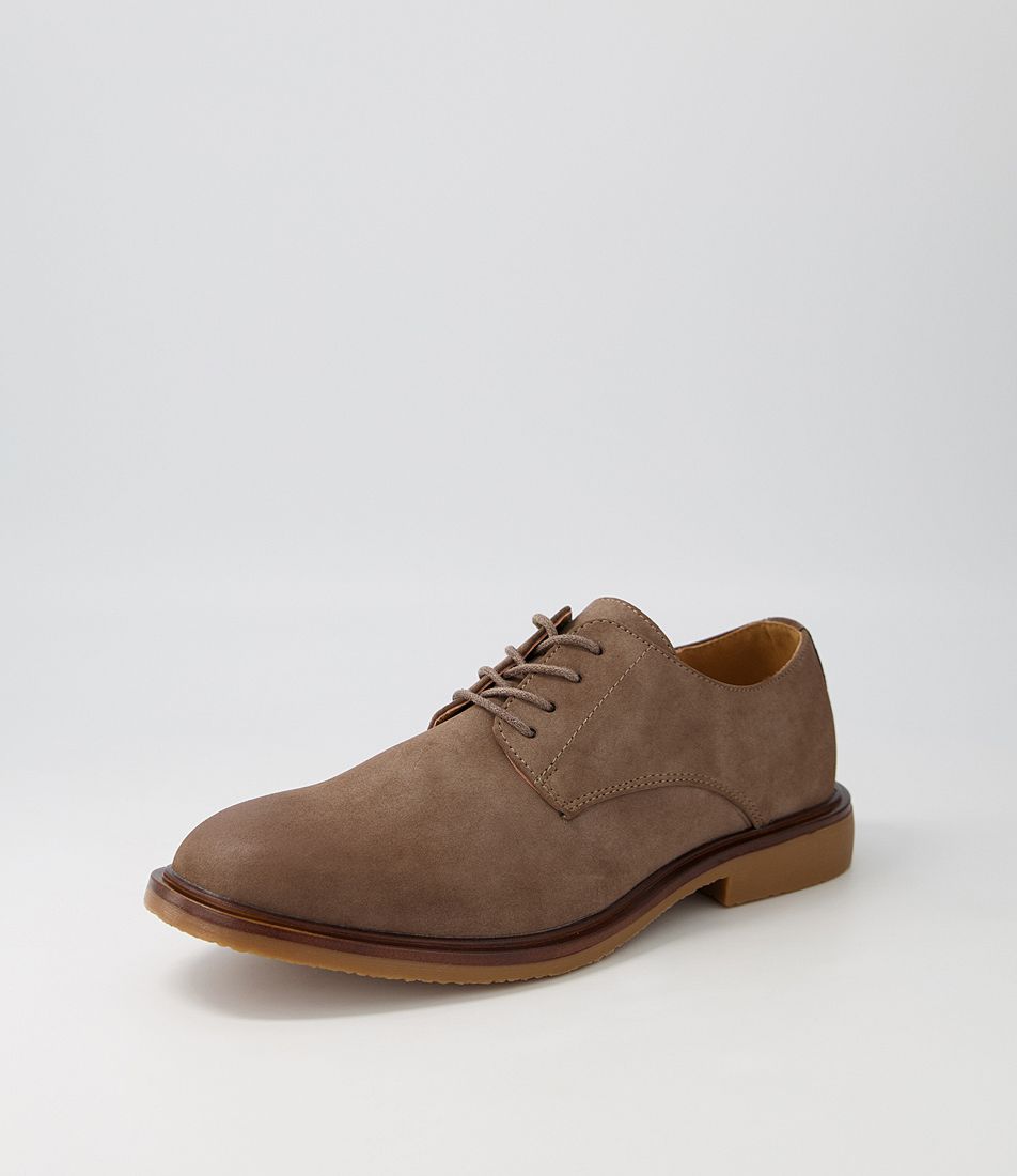 Brayshaw Taupe Nubuck Pu Lace Up Flats