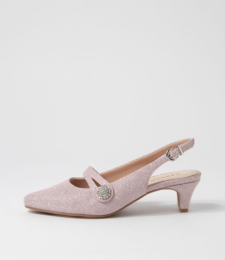 Lisshle2 Pink Sparkle Fabric Heels