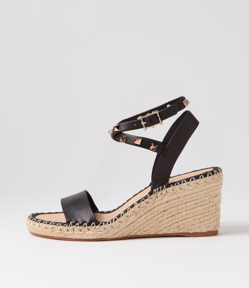 Guicey Black Leather Espadrilles